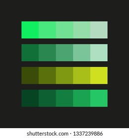 Green color palette. Vector illustration.