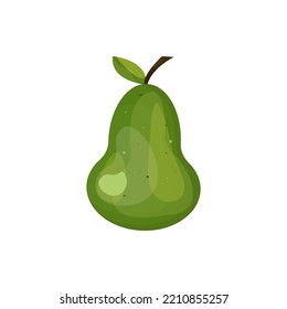 green color pear isolated on white background.fruit vector illustration