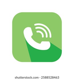 Green color phone rectangle icon Telephone and Communication Line Icons,Phone icon set , mobile symbol isolated with shadow ,ringing
