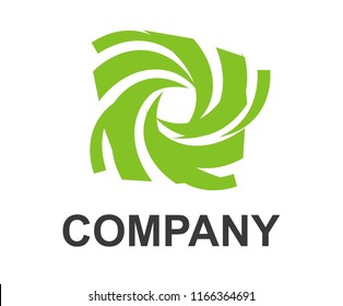 green color ribbon shape like twister tornado storm fan arrow turn like road or way abstract logo design idea concept illustration for any premium corporate