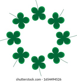 green color round frame with shamrock leaves flat. Copy space. Vector clip art.