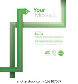 Green color scale edition of a a line or arrow based abstract geometric minimal background  scalable vertical & corner vector composition for web site,  infographics, brochure or for universal use