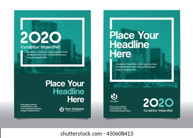 Green Color Scheme with City Background Business Book Cover Design Template in A4. Can be adapt to Brochure, Annual Report, Magazine,Poster, Corporate Presentation, Portfolio, Flyer, Banner, Website.