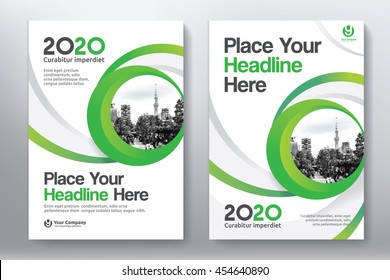 Green Color Scheme with City Background Business Book Cover Design Template in A4. Can be adapt to Brochure, Annual Report, Magazine,Poster, Corporate Presentation, Portfolio, Flyer, Banner, Website.