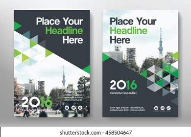 Green Color Scheme with City Background Business Book Cover Design Template in A4. Can be adapt to Brochure, Annual Report, Magazine,Poster, Corporate Presentation, Portfolio, Flyer, Banner, Website.