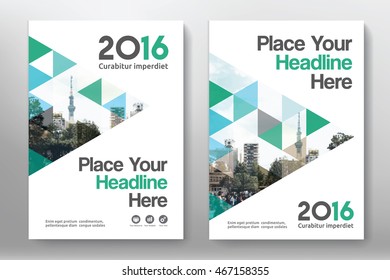 Green Color Scheme with City Background Business Book Cover Design Template in A4. Can be adapt to Brochure, Annual Report, Magazine,Poster, Corporate Presentation, Portfolio, Flyer, Banner, Website