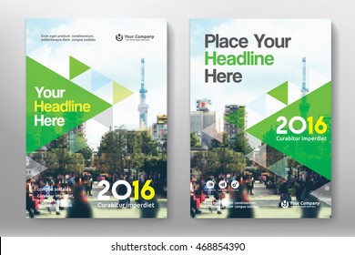 Green Color Scheme with City Background Business Book Cover Design Template in A4. Can be adapt to Brochure, Annual Report, Magazine,Poster, Corporate Presentation, Portfolio, Flyer, Banner, Website