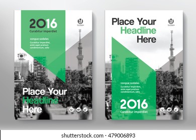 Green Color Scheme with City Background Business Book Cover Design Template in A4. Can be adapt to Brochure, Annual Report, Magazine,Poster, Corporate Presentation, Portfolio, Flyer, Banner, Website