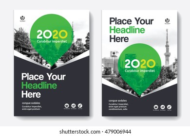 Green Color Scheme with City Background Business Book Cover Design Template in A4. Can be adapt to Brochure, Annual Report, Magazine,Poster, Corporate Presentation, Portfolio, Flyer, Banner, Website