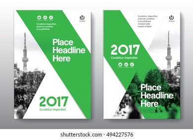 Green Color Scheme with City Background Business Book Cover Design Template in A4. Can be adapt to Brochure, Annual Report, Magazine,Poster, Corporate Presentation, Portfolio, Flyer, Banner, Website