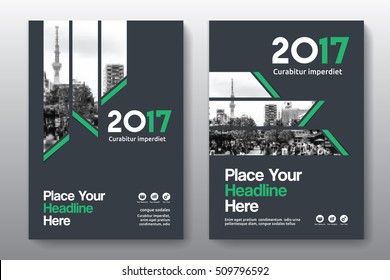 Green Color Scheme with City Background Business Book Cover Design Template in A4. Easy to adapt to Brochure, Annual Report, Magazine, Poster, Corporate Presentation, Portfolio, Flyer, Banner, Website