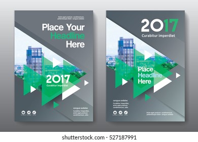 Green Color Scheme with City Background Business Book Cover Design Template in A4. Can be adapt to Brochure, Annual Report, Magazine,Poster, Corporate Presentation, Portfolio, Flyer, Banner, Website.