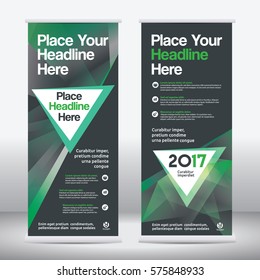 Green Color Scheme with City Background Business Roll Up Design Template.Flag Banner Design. Can be adapt to Brochure, Annual Report, Magazine,Poster, Corporate Presentation, Portfolio, Flyer, Website