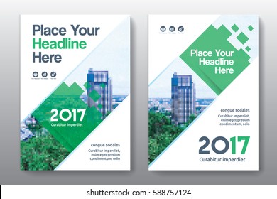 Green Color Scheme with City Background Business Book Cover Design Template in A4. Can be adapt to Brochure, Annual Report, Magazine,Poster, Corporate Presentation, Portfolio, Flyer, Banner, Website.