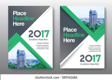 Green Color Scheme with City Background Business Book Cover Design Template in A4. Can be adapt to Brochure, Annual Report, Magazine,Poster, Corporate Presentation, Portfolio, Flyer, Banner, Website.