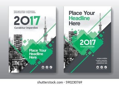 Green Color Scheme with City Background Business Book Cover Design Template in A4. Can be adapt to Brochure, Annual Report, Magazine,Poster, Corporate Presentation, Portfolio, Flyer, Banner, Website.