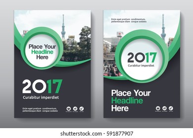 Green Color Scheme with City Background Business Book Cover Design Template in A4. Can be adapt to Brochure, Annual Report, Magazine,Poster, Corporate Presentation, Portfolio, Flyer, Banner, Website