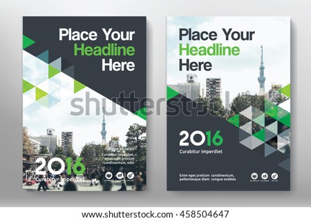 Green Color Scheme with City Background Business Book Cover Design Template in A4. Can be adapt to Brochure, Annual Report, Magazine,Poster, Corporate Presentation, Portfolio, Flyer, Banner, Website.