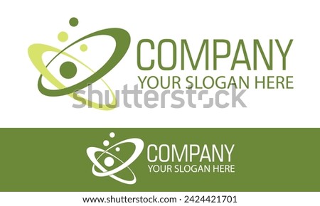 Green Color Science Circle Dot Atom Logo Design