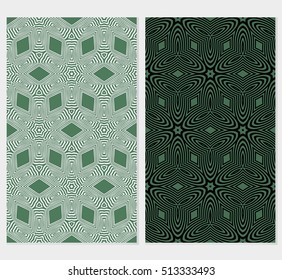 Green color seamles background set. Abstract geometric ornament. Vector illustration. For design, wallpaper, interior