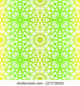 Green color seamless floral lace ornament. Vector illustration. Design for layout, page, background.