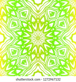Green color seamless floral lace ornament. Vector illustration. Design for layout, page, background.