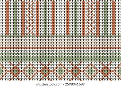 green color seamless knitted pattern with orange and creamy, clothing, brass, background