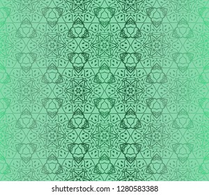 Green Color Seamless Lace Pattern With Abstract Geometric Flower. Stylish Fashion Design Background For Invitation Card. Vector Illustration.