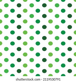 Green color set polka dots cute vector on white background. Abstract dot patterns creative design template.Design on St. Patrick's Day concept. 