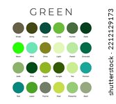 Green Color Shades Swatches Palette with Names