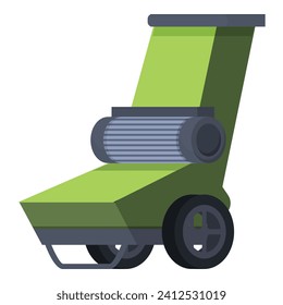 Green color shredder icon cartoon vector. Woodland labor. Work mower