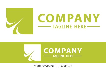 Diseño de logotipo de onda cuadrada abstracta simple de color verde
