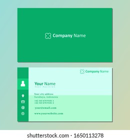 Green color simple business card template - vector