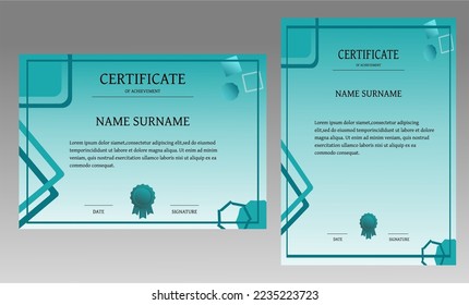 green color simple certificate template vector