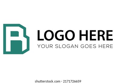 Green Color Simple Shape Initial Letter B and R Logo Design