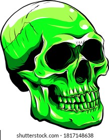 green color skull head vector illustration with scary look