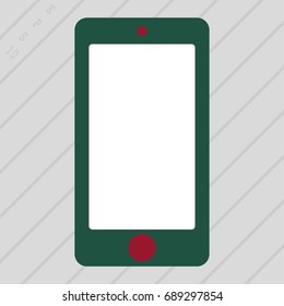 Green color  smartphone with empty white screen. Front view smartphone green color vector eps10. Mobile phone icon.