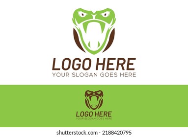 Green Color Snake Head Logo Design