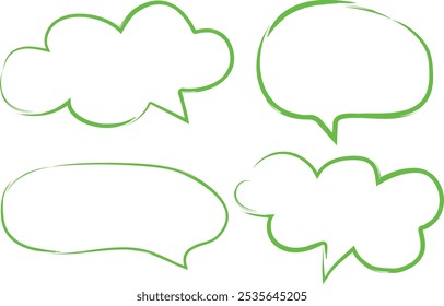 green color speech bubble dialogue clouds set vector