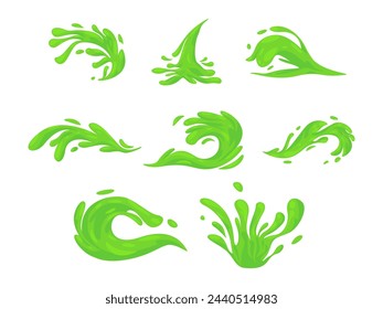 green color splash wave shape effect fresh melting smooth tasty refreshing liquid