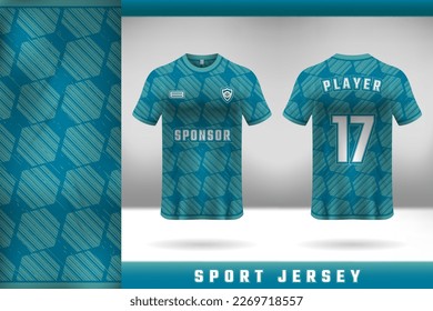 Green color sport jersey template design with attractive texture