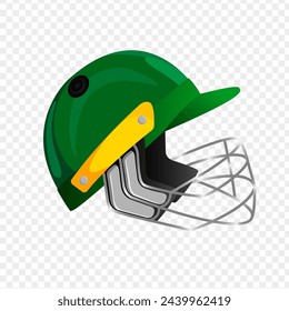 Green color sports helmet on transparent background