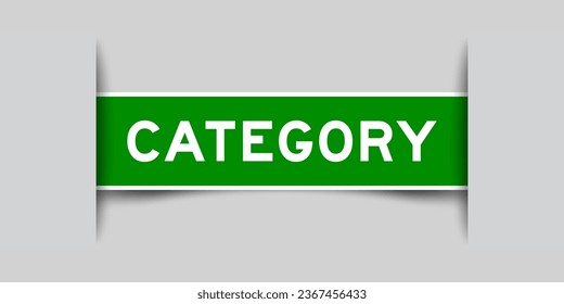 Etiqueta cuadrada de color verde con categoría de palabra insertada en fondo gris