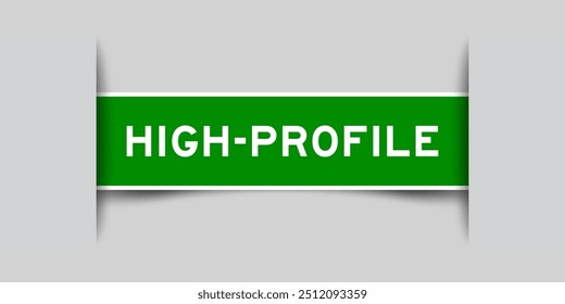 Green color square shape sticker label with word high profile inserted in gray background