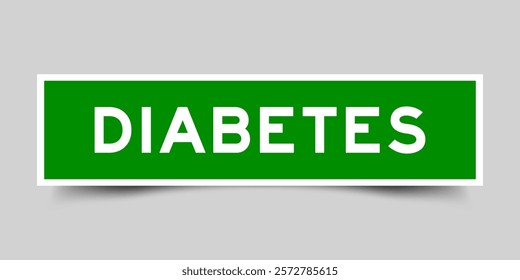 Green color square shape sticker label with word diabetes on gray background