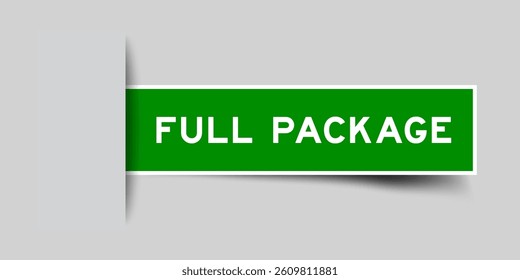 Green color square shape sticker label with word full package inserted in gray background