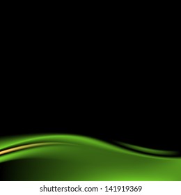 Green color stage curtain on black background in square format. Luxury backdrop wave strip in dark style. Empty space for text or sign. Wire mesh technique. Vector illustration design element 8 eps