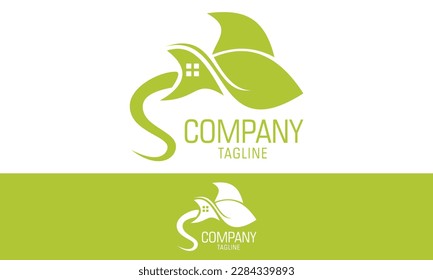 Green Color Stingray Fish Home Logo Design