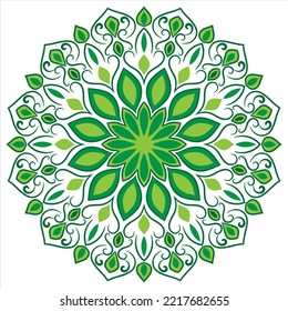 Green color and stylish mandala.