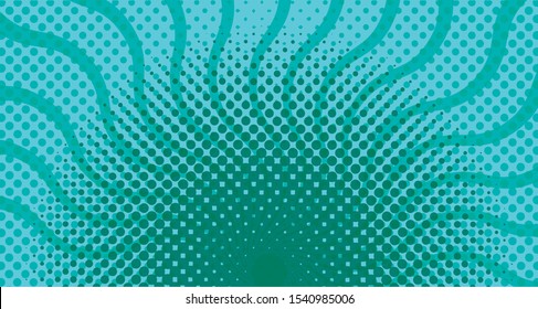 Green Color Sunburst Pop Art Background Vector Illustration Design